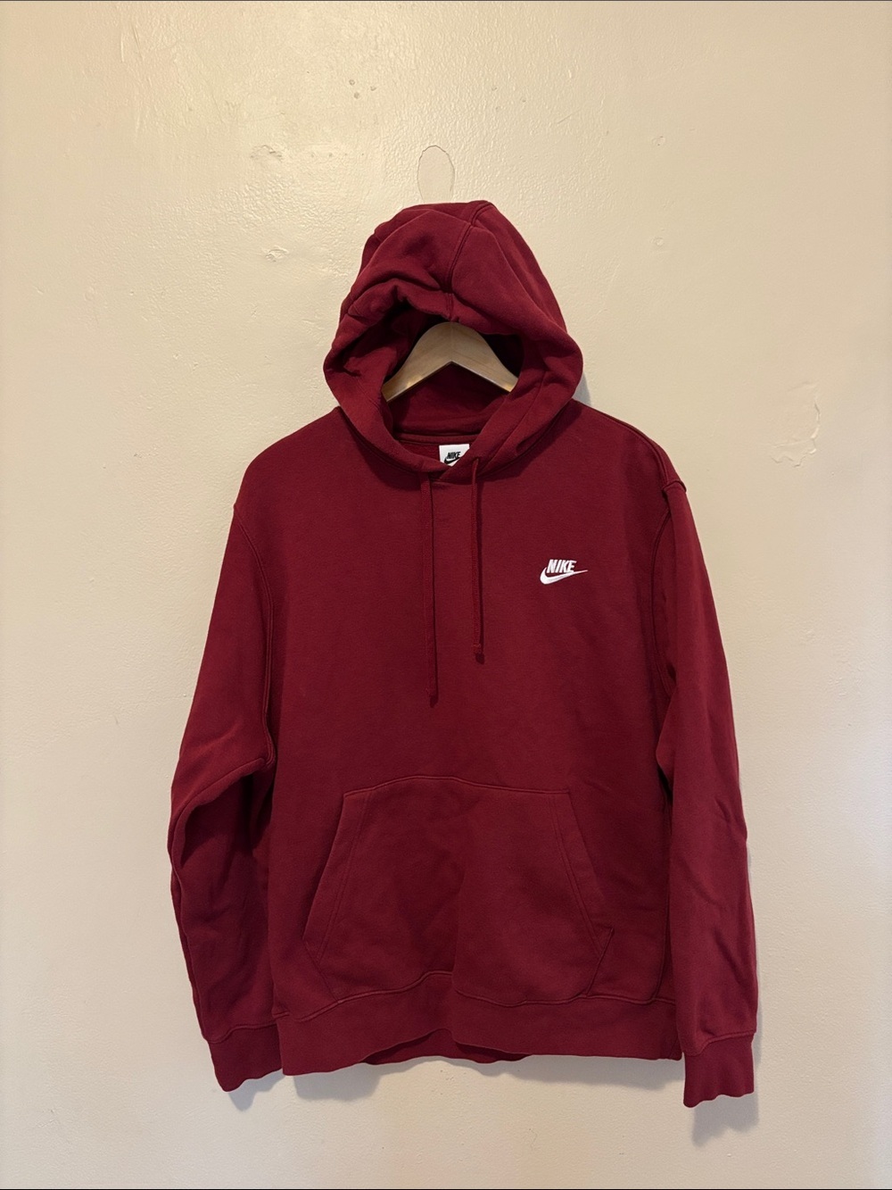 Nike Maroon Hooded Sweatshirt with White Logo